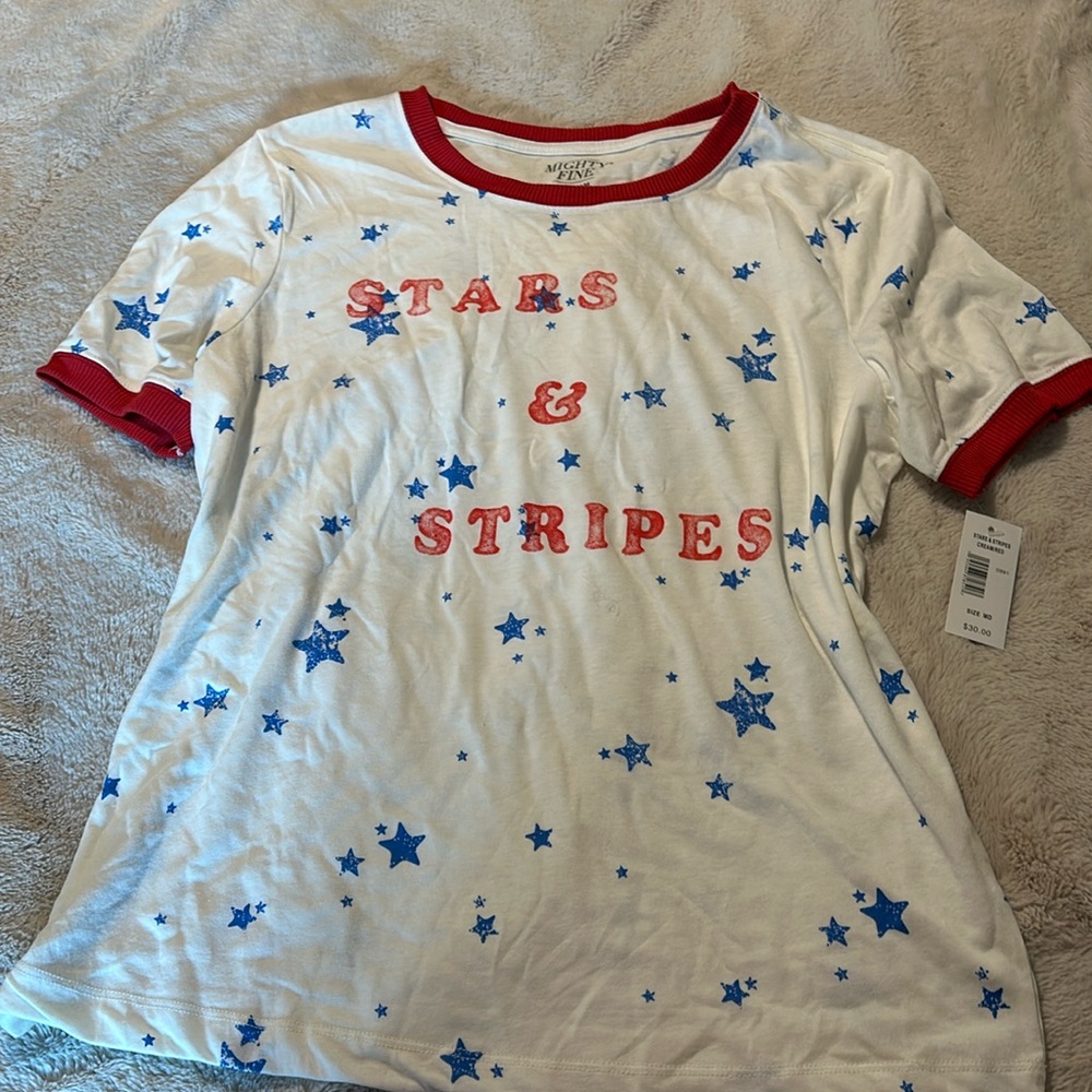 Patriotic Ringer Shirt Stars & Stripes BRAND NEW